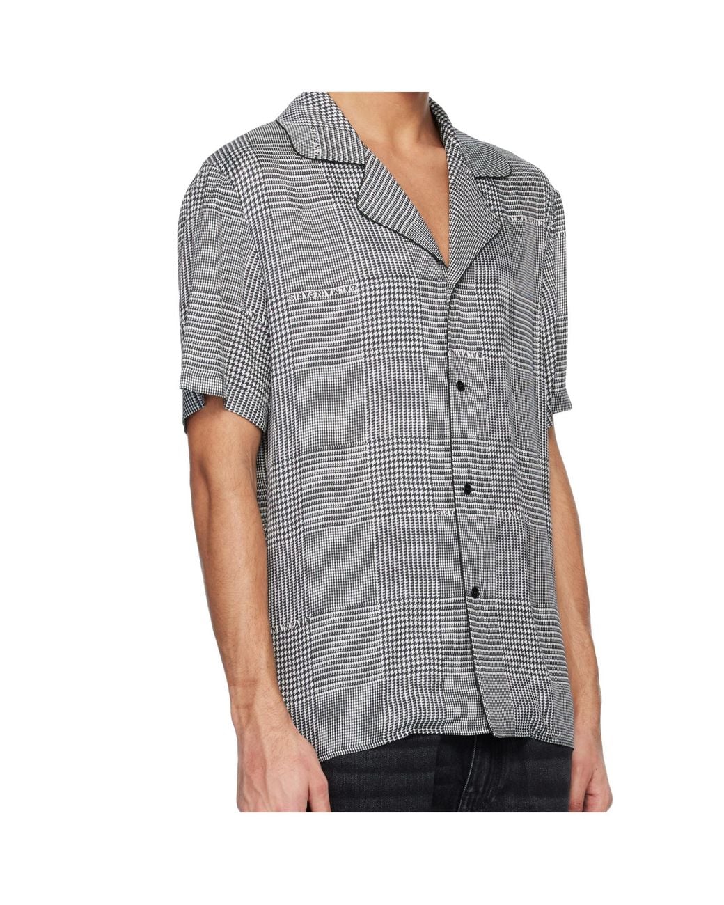 Balmain Gray Houndstooth Short-Sleeve Shirt for men