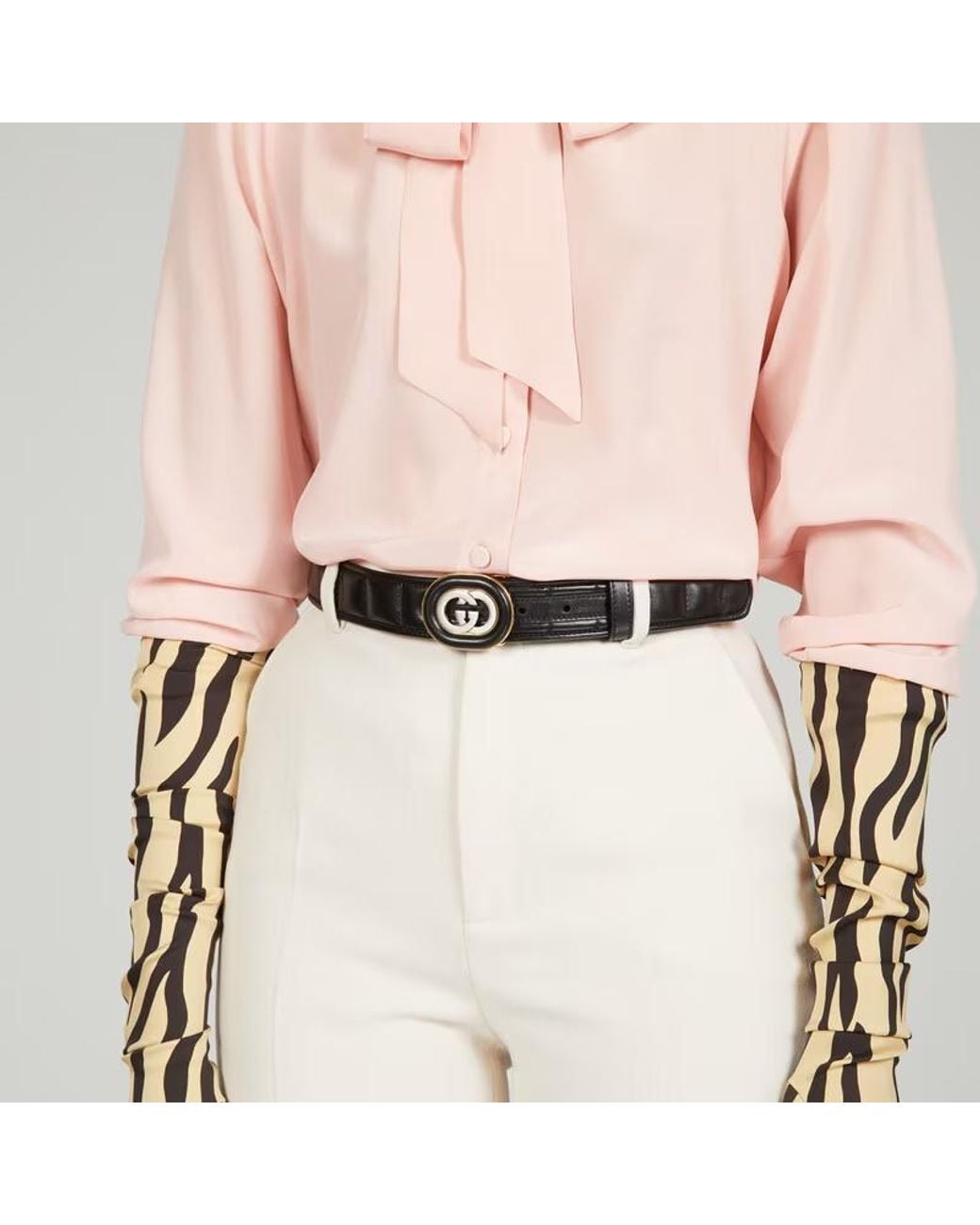 Gucci White Gg Buckle Belt