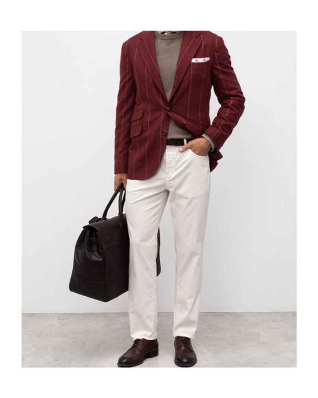 Brunello Cucinelli White Multi-Pocket Casual Pants for men