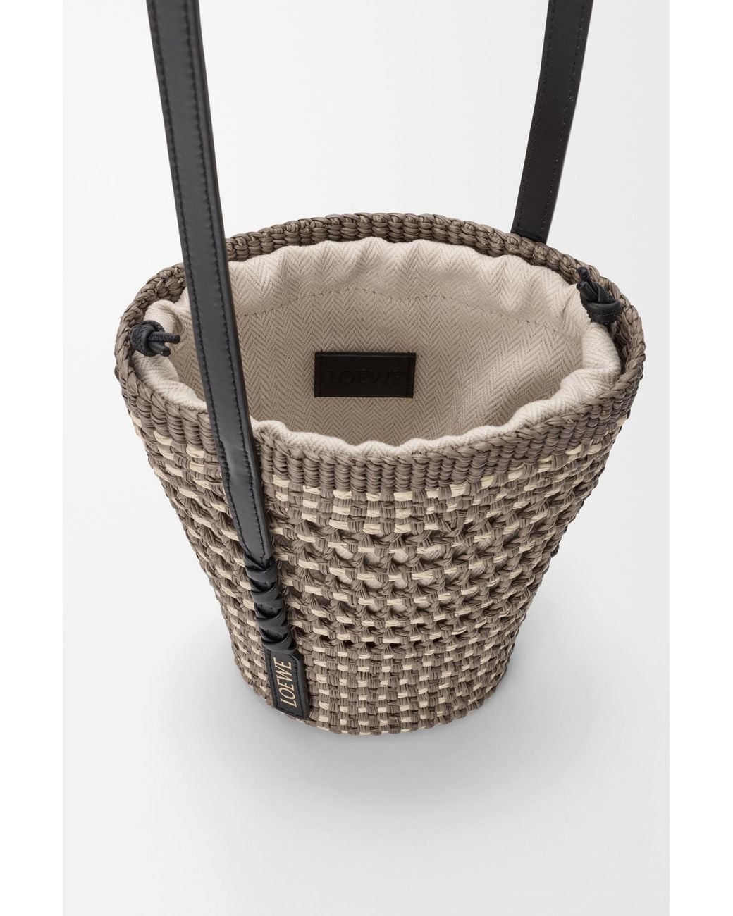 Loewe Gray Paulas Ibiza Braid Pocket Bucket Bag