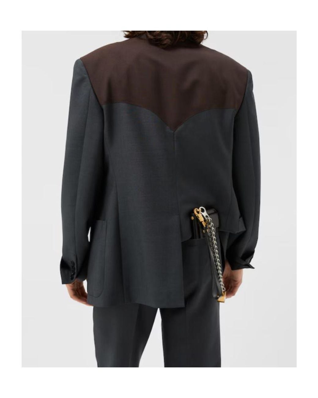 Versace Black Contrast Panel Double Breasted Blazer for men
