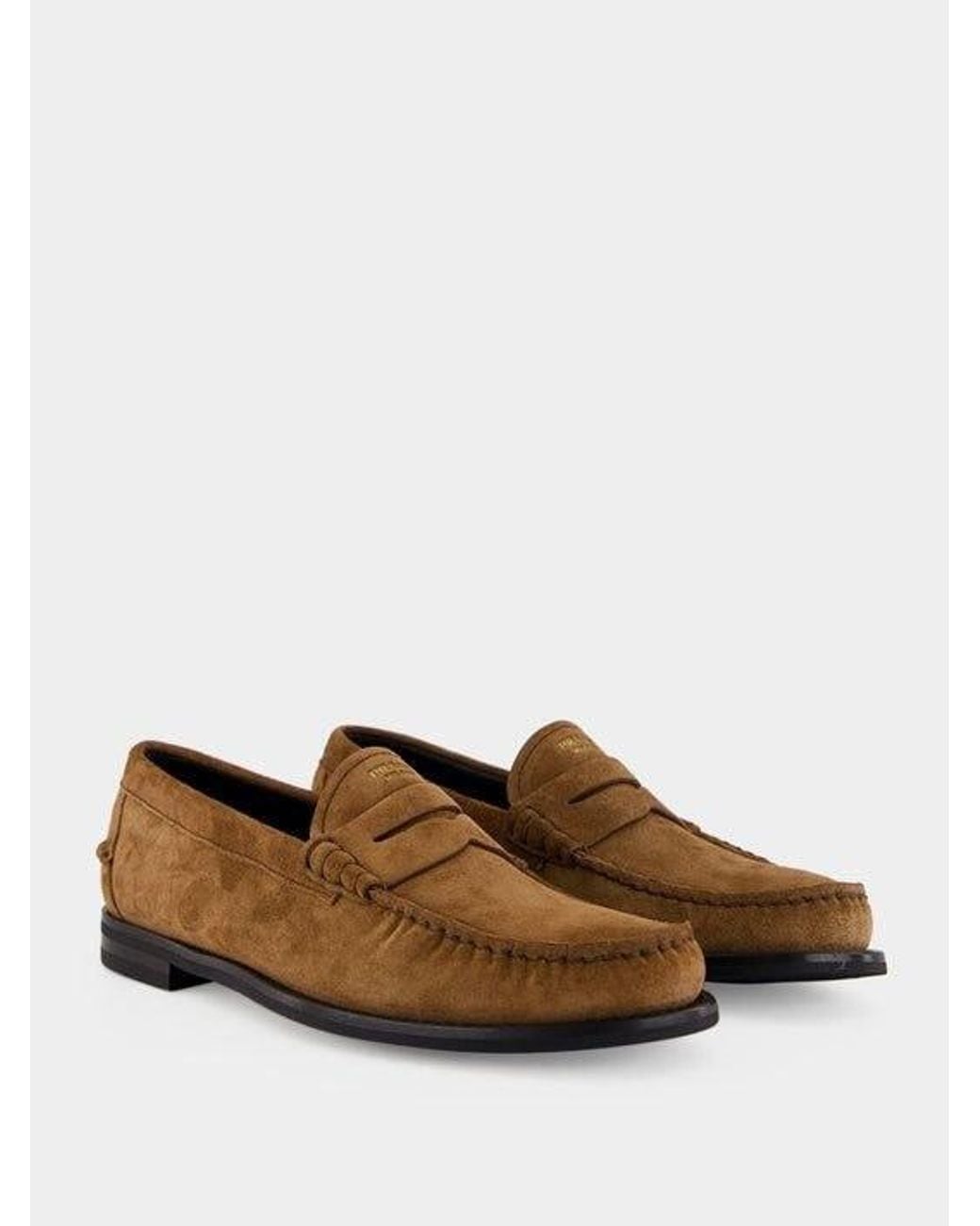 Prada Brown Round-Toe Loafers for men