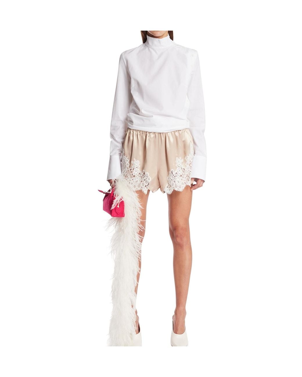Mugler White ミュグレーのポプリンフェンシングシャツ