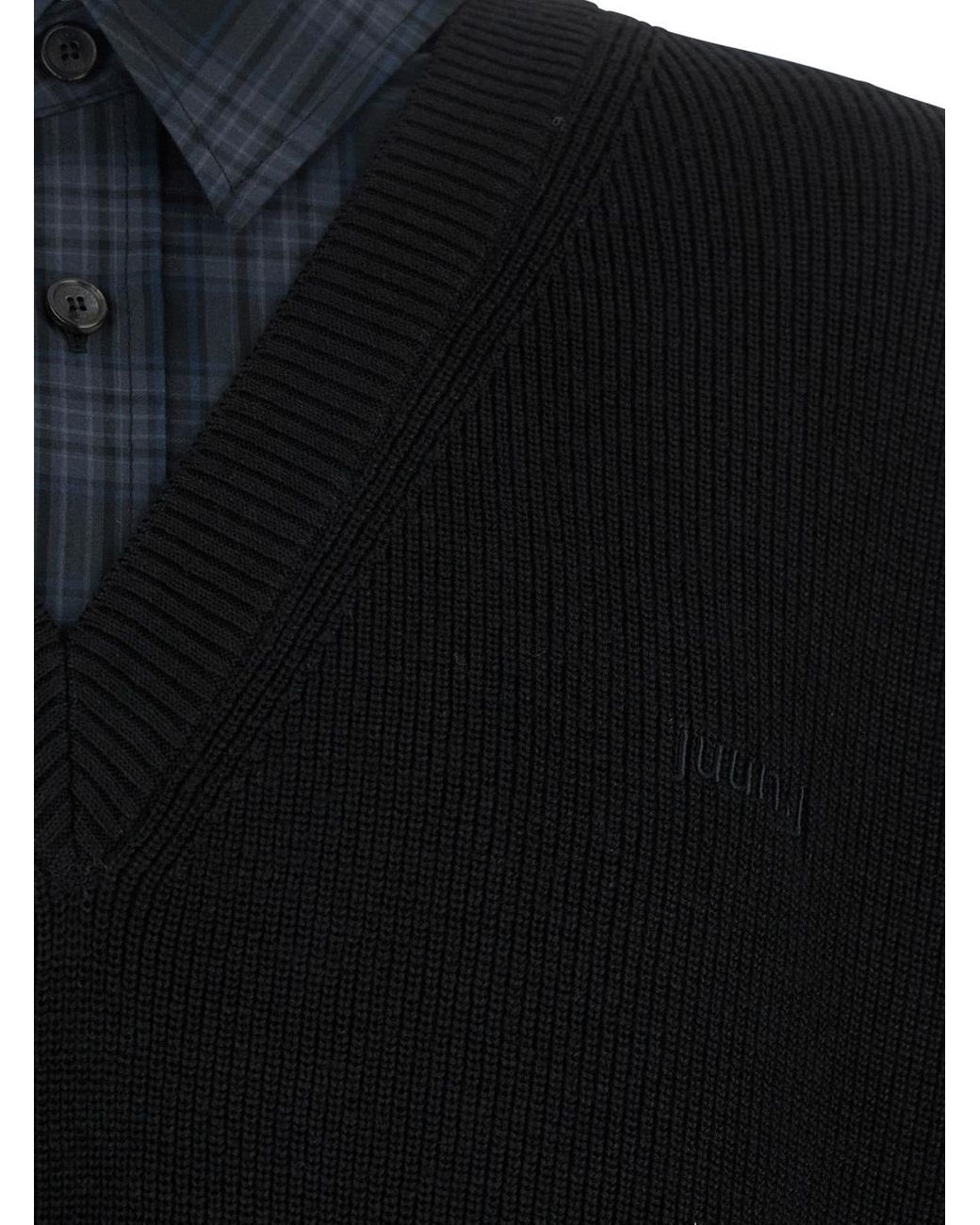 Juun.J Black Layered Long Sleeve Sweater for men