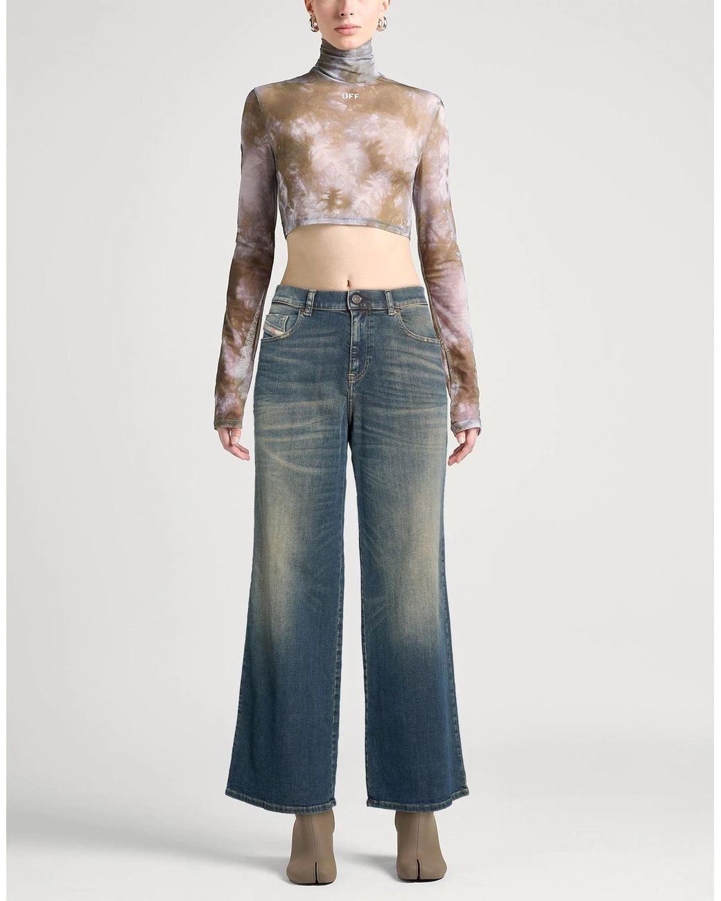 DIESEL Blue High-Waisted Flared Jeans