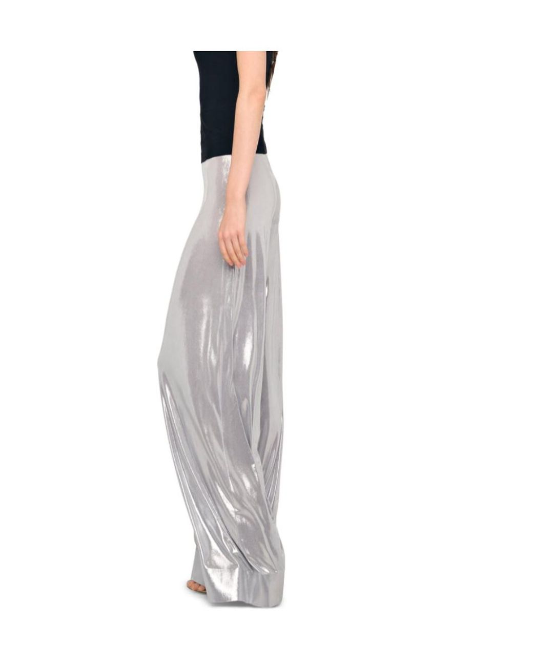 Norma Kamali Gray Bias High-Rise Flared Pants
