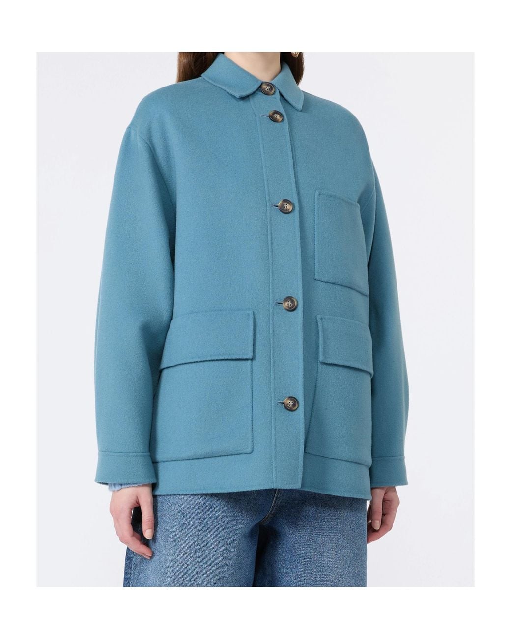 Weekend by Maxmara Blue Folk Button-Up Coat