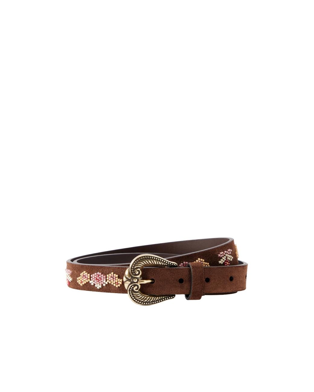 Etro Brown Beaded Suede Belt
