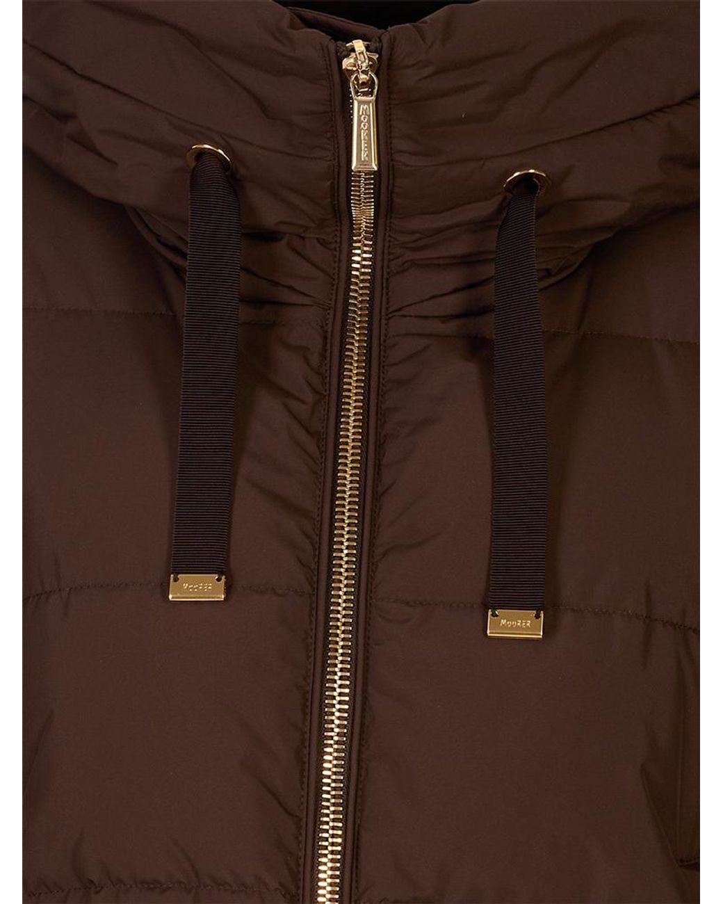 Moorer Brown Zipped Down Jacket