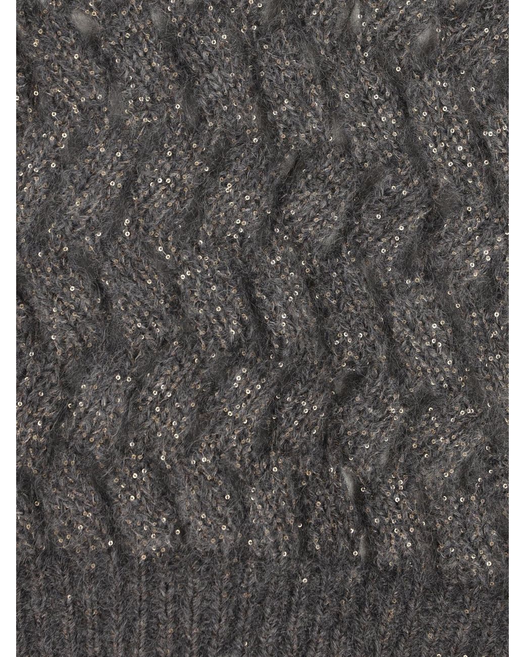 Brunello Cucinelli Gray Zigzag Cable Knitted Sweater