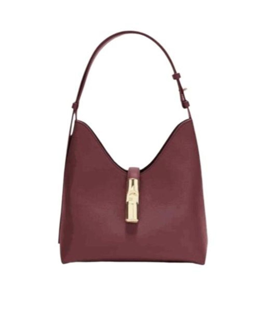 Furla Purple Grained-Leather Turn-Lock Tote Bag