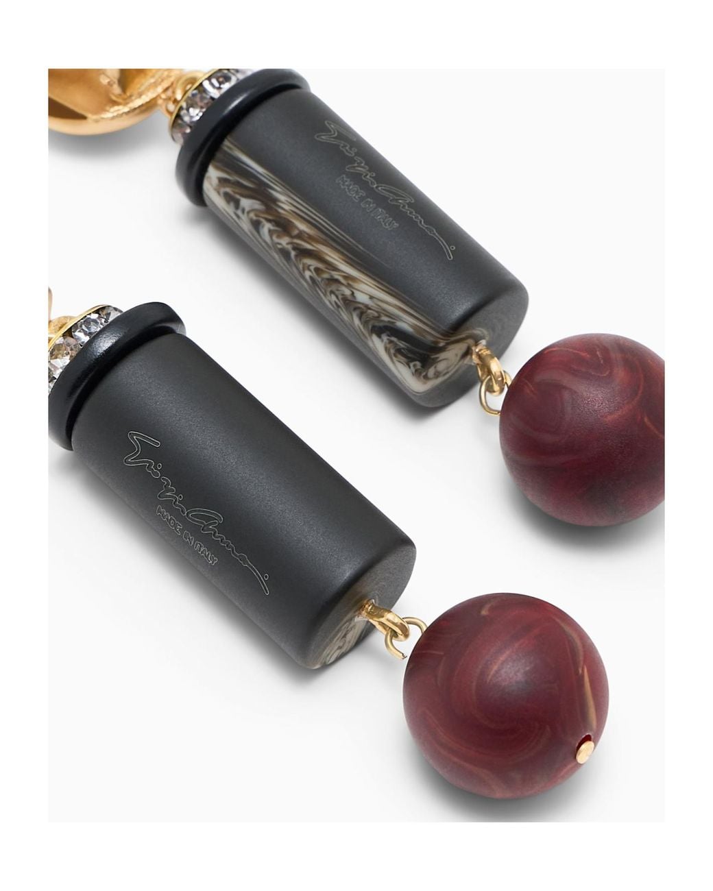 Giorgio Armani White Beaded Drop Earrings