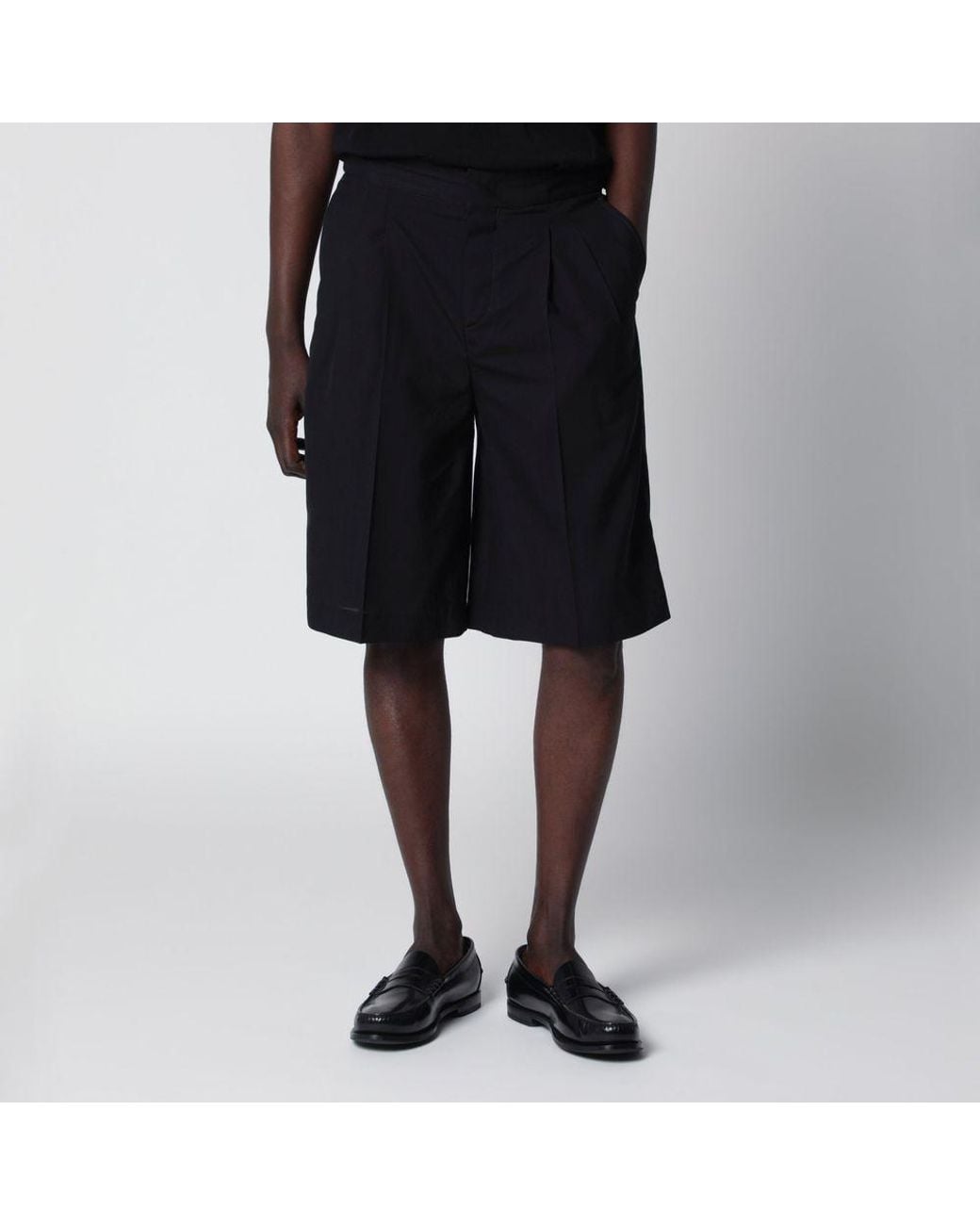PT01 Black Pt Torino Pleated Bermuda Shorts for men
