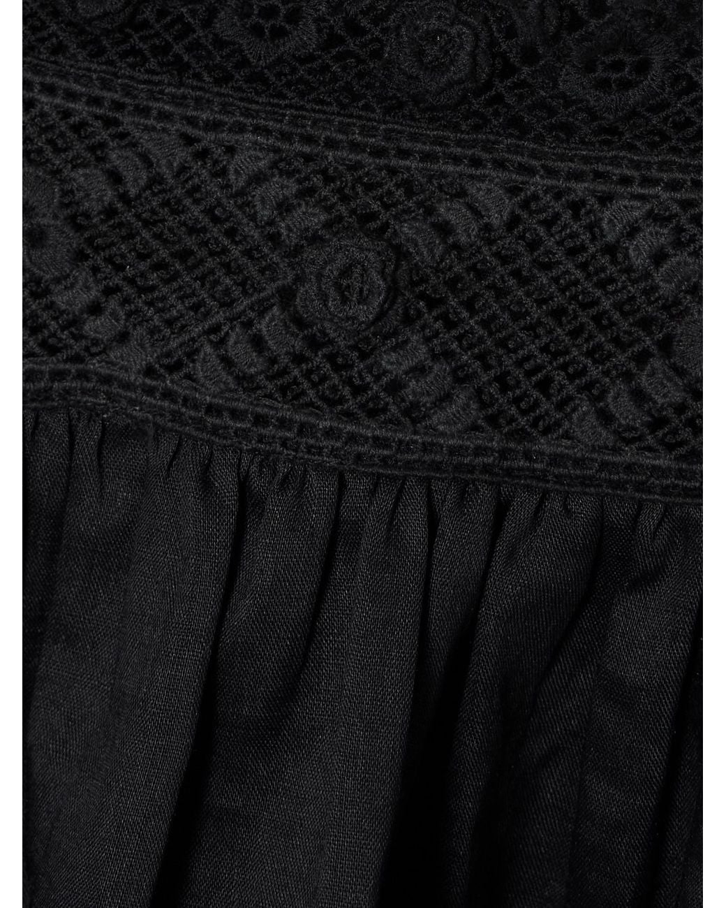 Doen Black Aphra Crochet-Trim Blouse