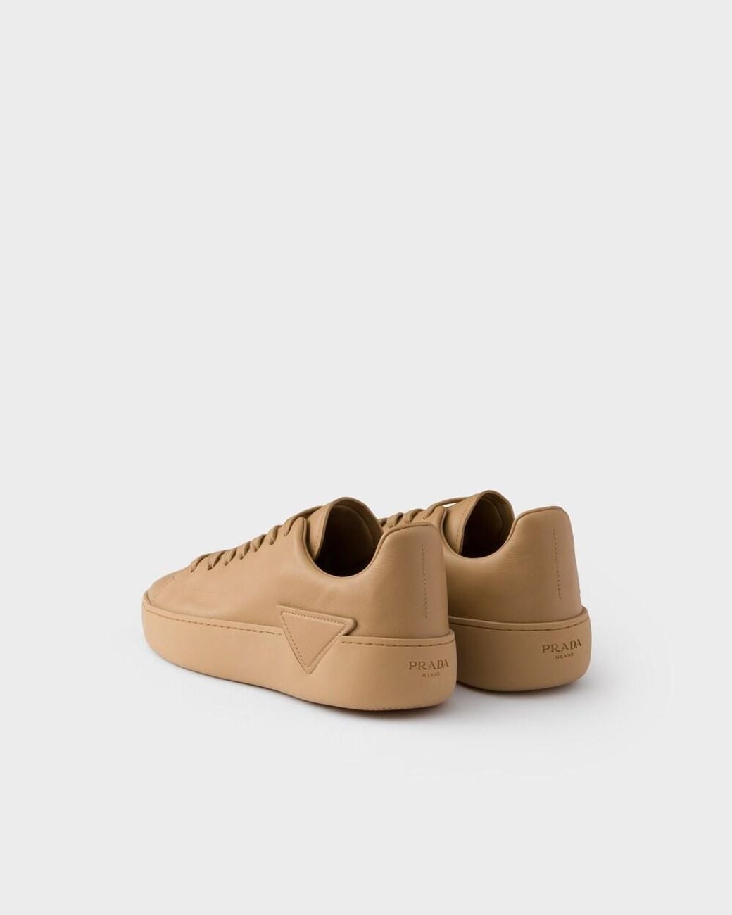 Prada Natural Lace-Up Sneakers