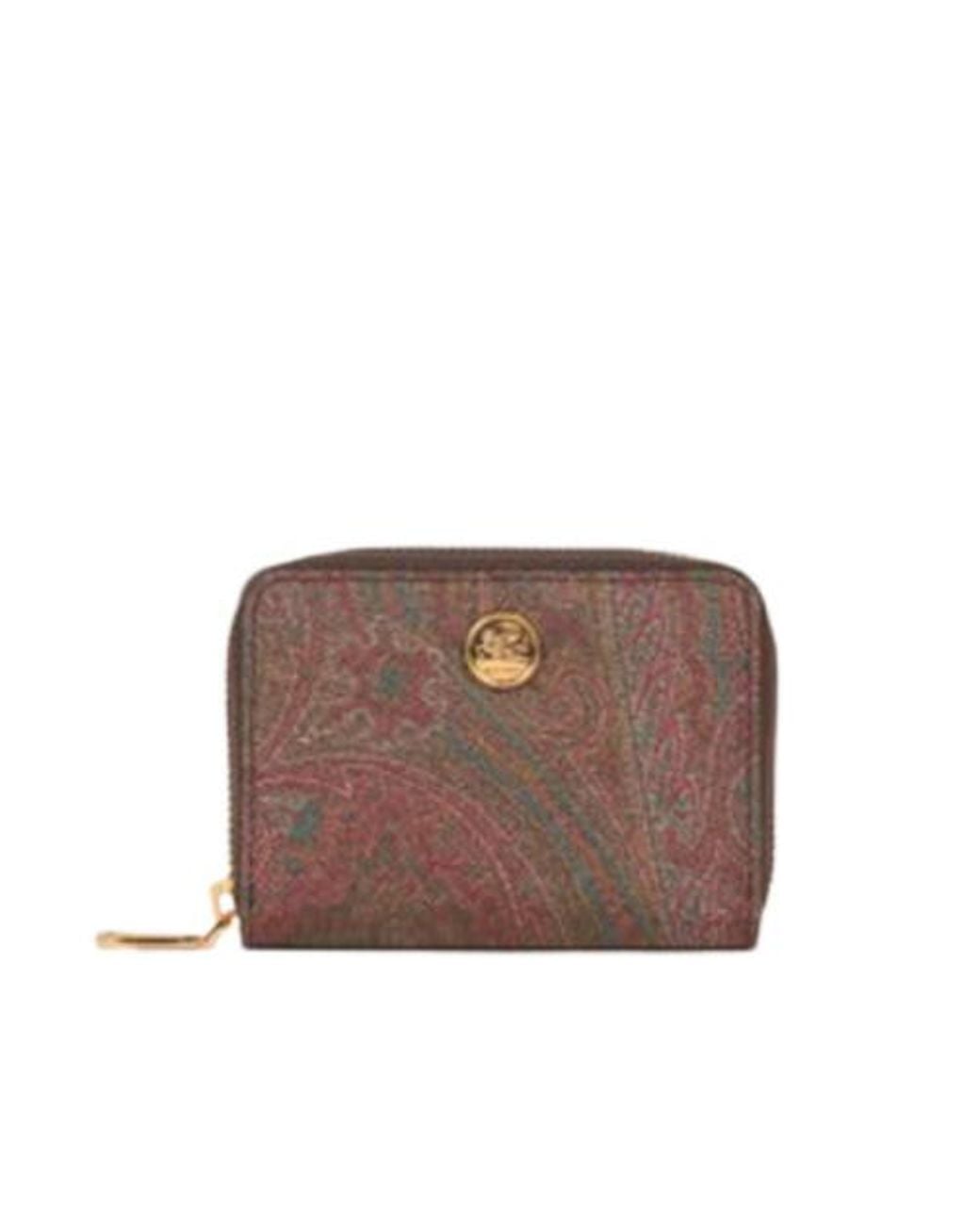 Etro Brown Zip Around Paisley Wallet