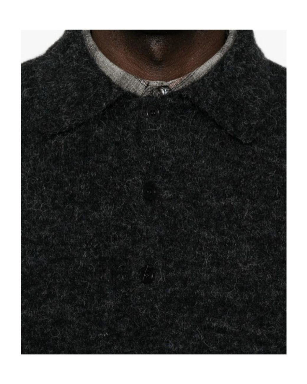 sunflower Black Long-Sleeved Knitted Polo Shirt for men