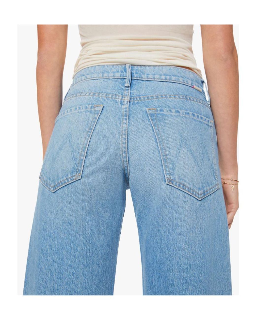 Mother Blue Faded Wide-Leg Jeans