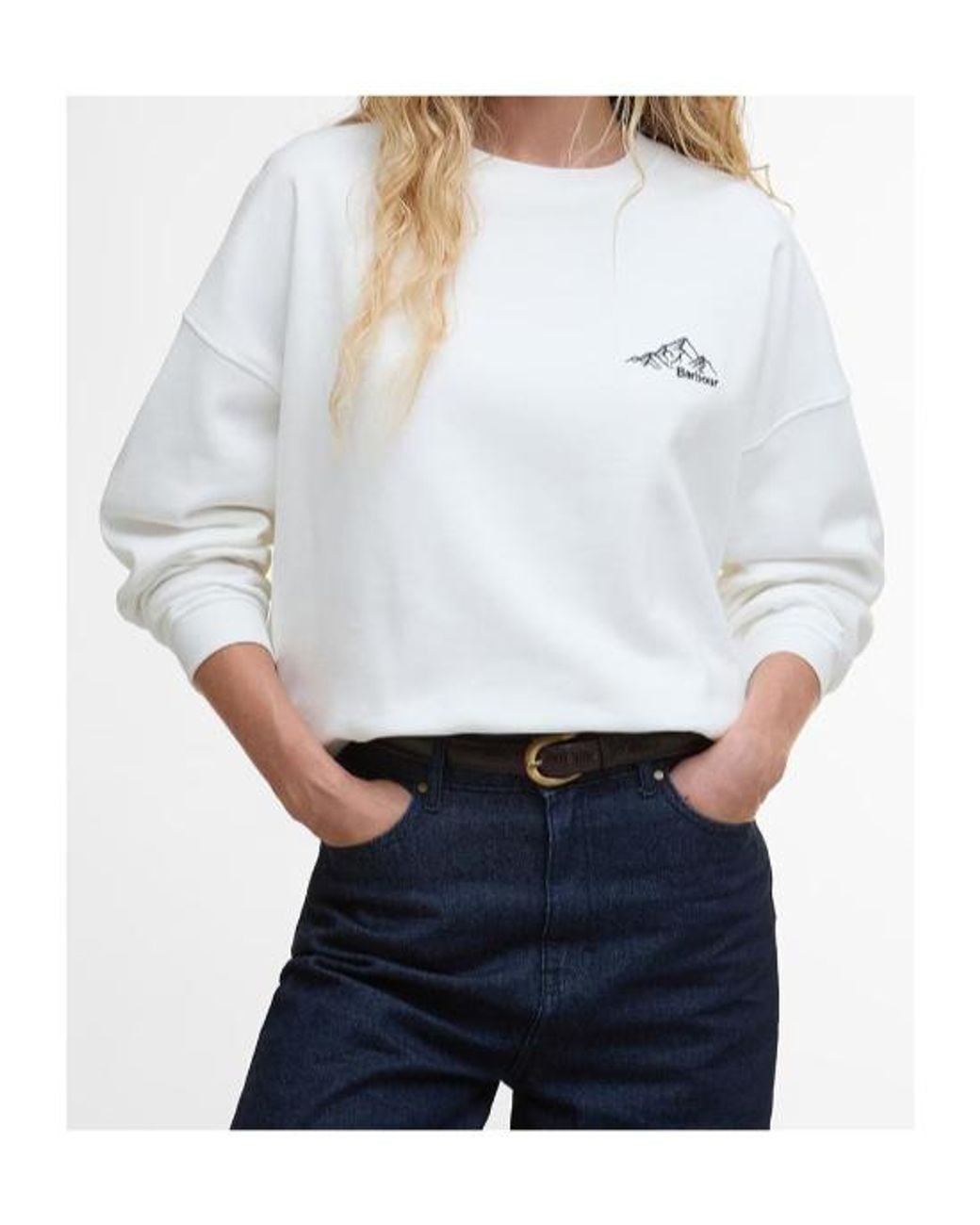Barbour White Crew Neck Sweatshirt