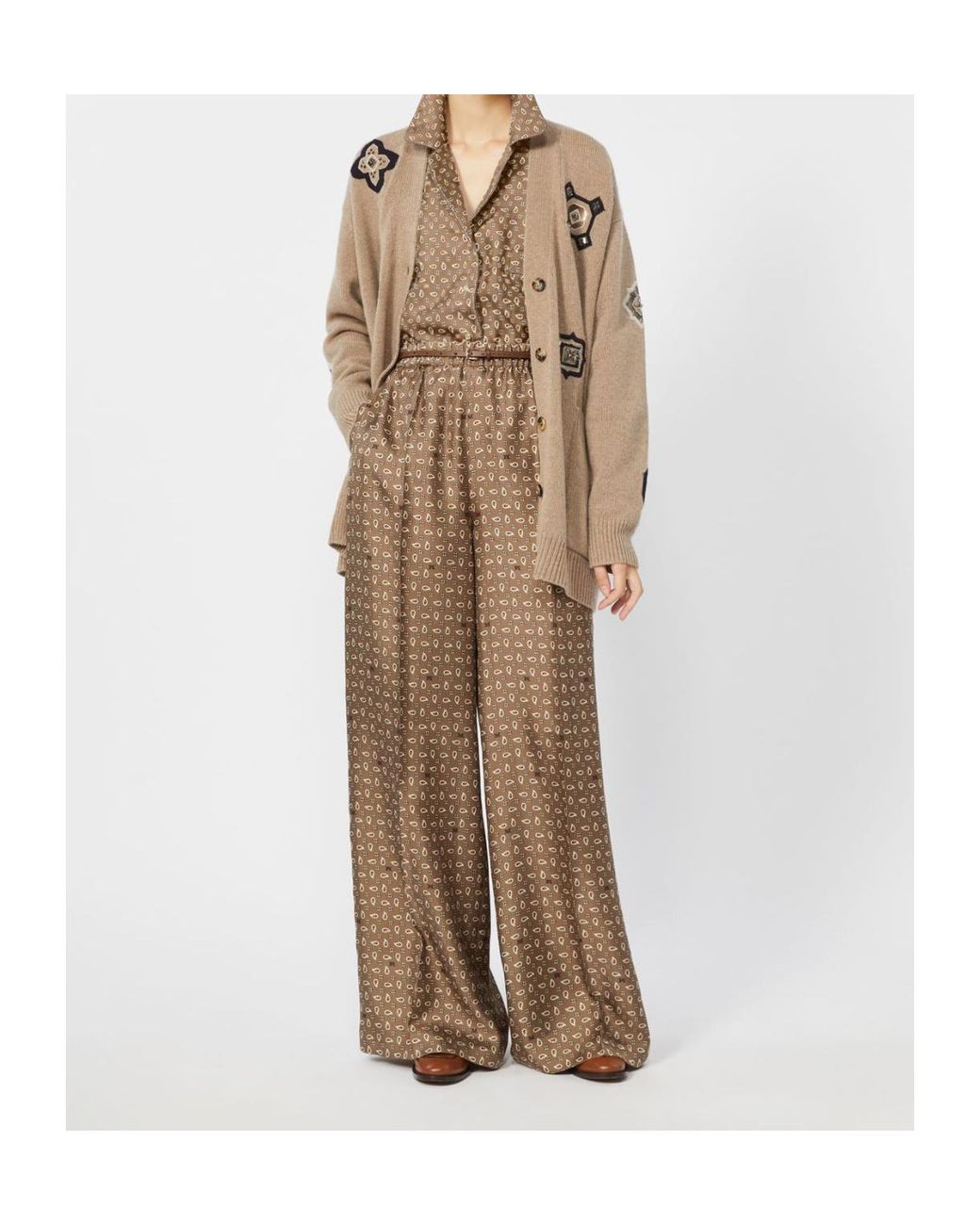 Max Mara Brown Silk Printed Shirt