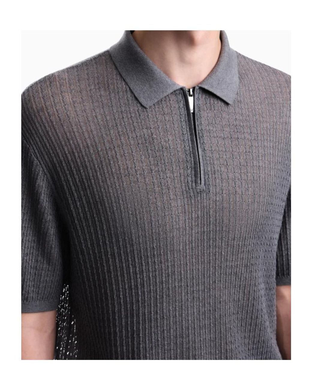 Emporio Armani Gray Polo Collar Sweater for men