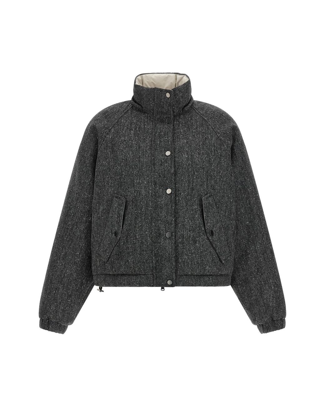Brunello Cucinelli Gray Donegal Tweed Hooded Jacket