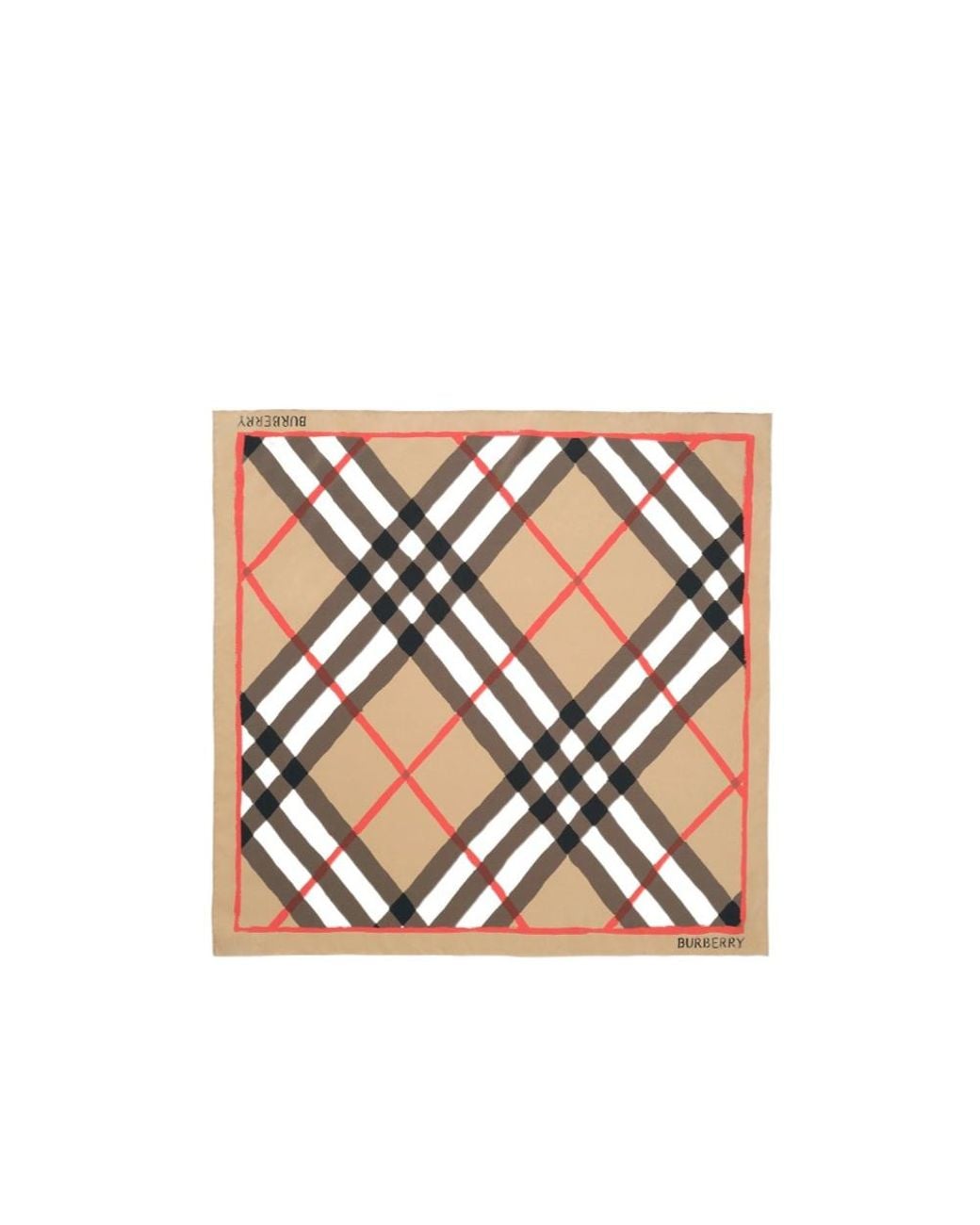 Burberry White Watercolour Check Silk Scarf