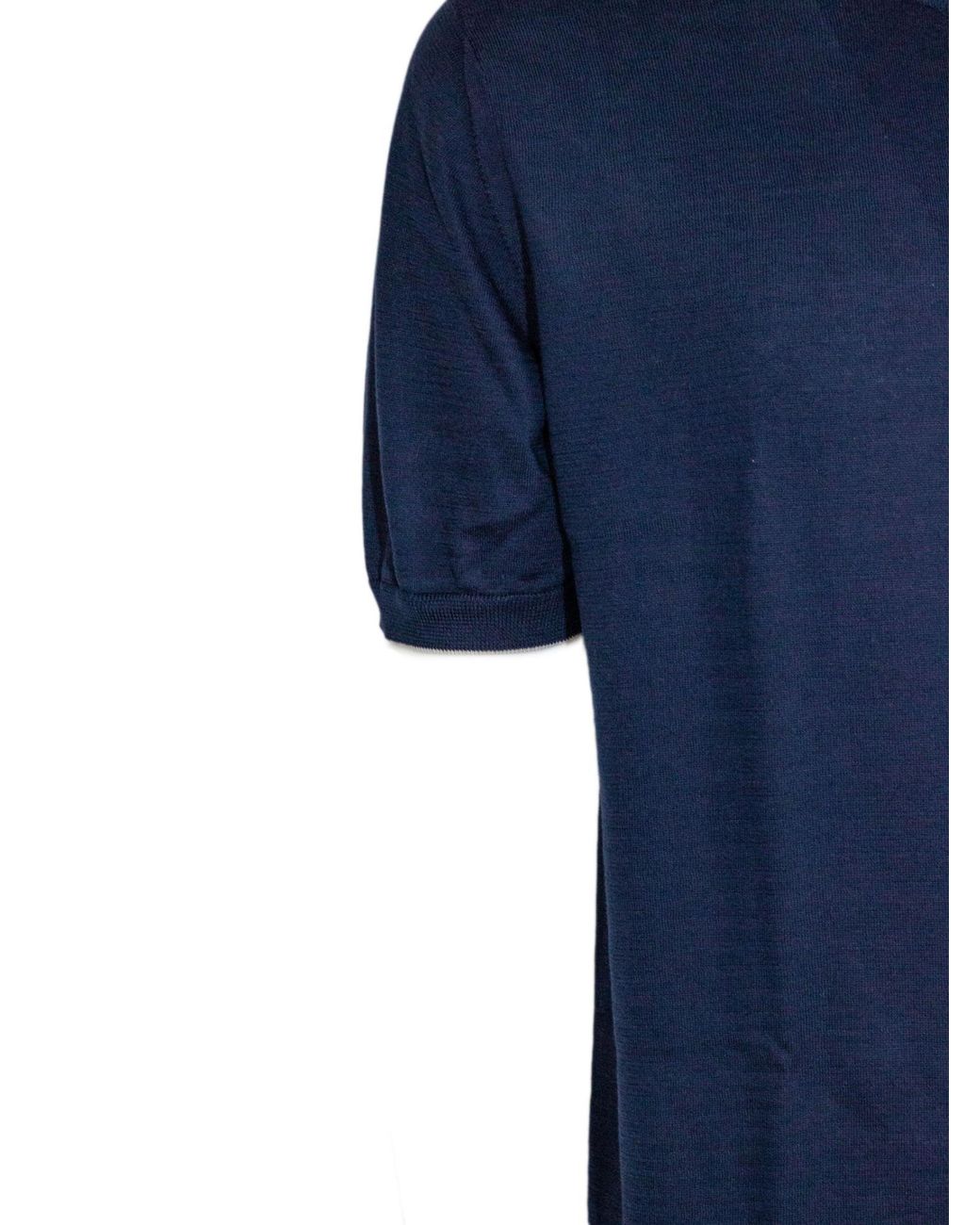 Eleventy Blue Crew Neck Short-Sleeve Knitted Top for men