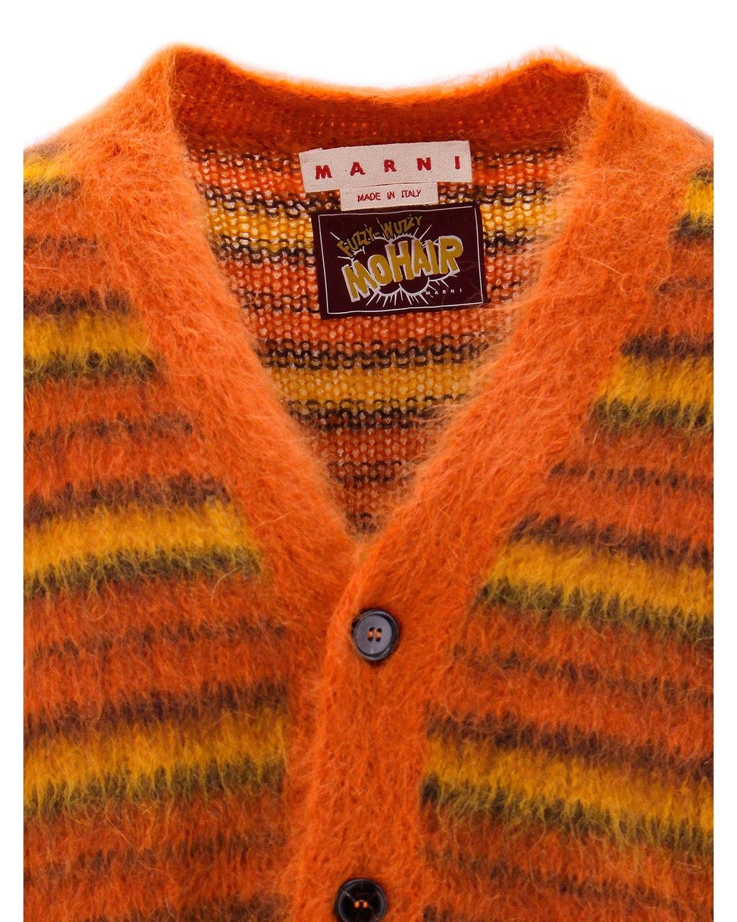 Marni Orange V-Neck Striped Knit Cardigan for men