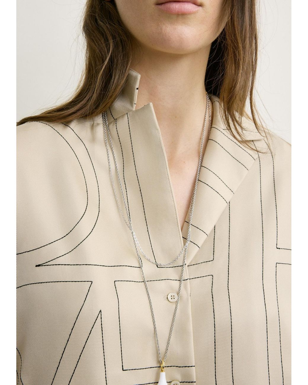 Totême Natural Totême Monogram-Print Satin Shirt