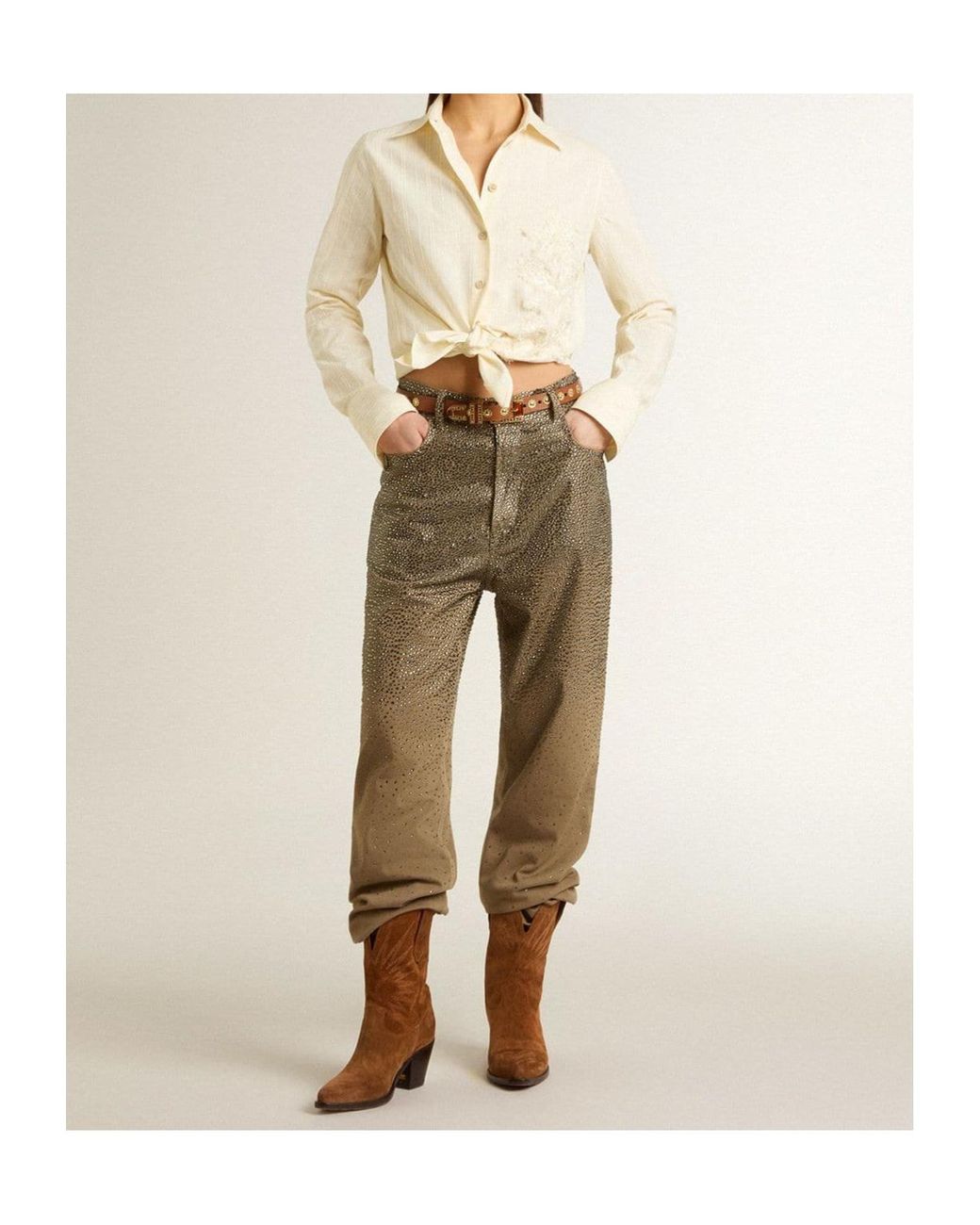 Golden Goose Deluxe Brand Natural Floral Embroidered Shirt