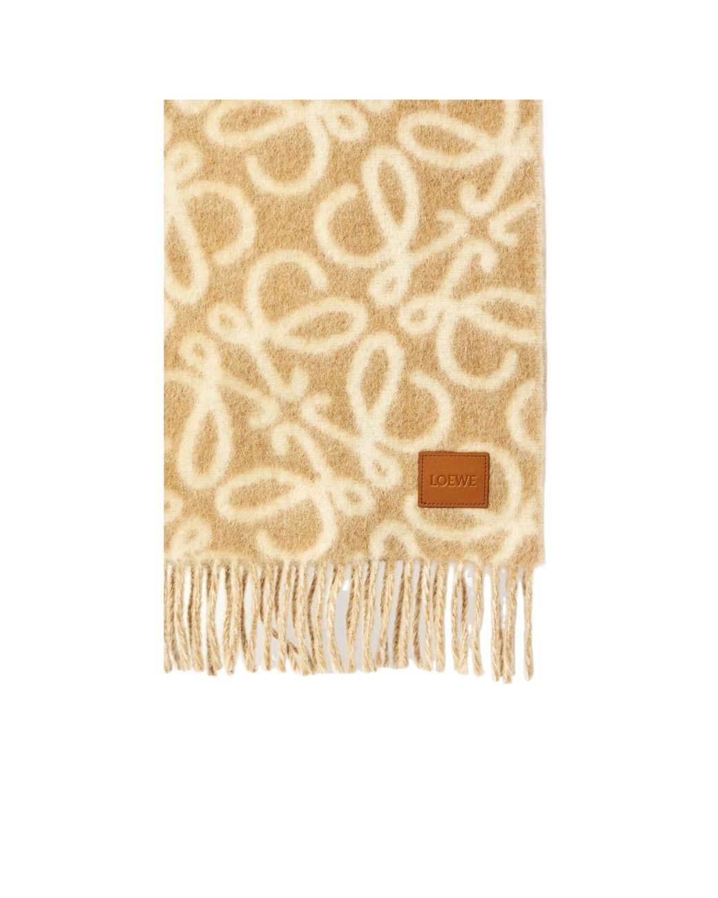 Loewe Metallic Anagram Intarsia Fringed Scarf