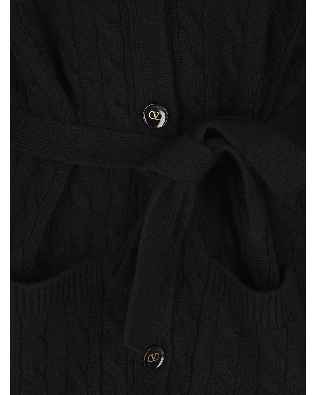Valentino Black Belted Button-Up Cardigan