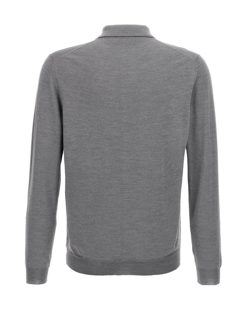 Zanone Gray Flexwool Long-Sleeve Polo Shirt for men