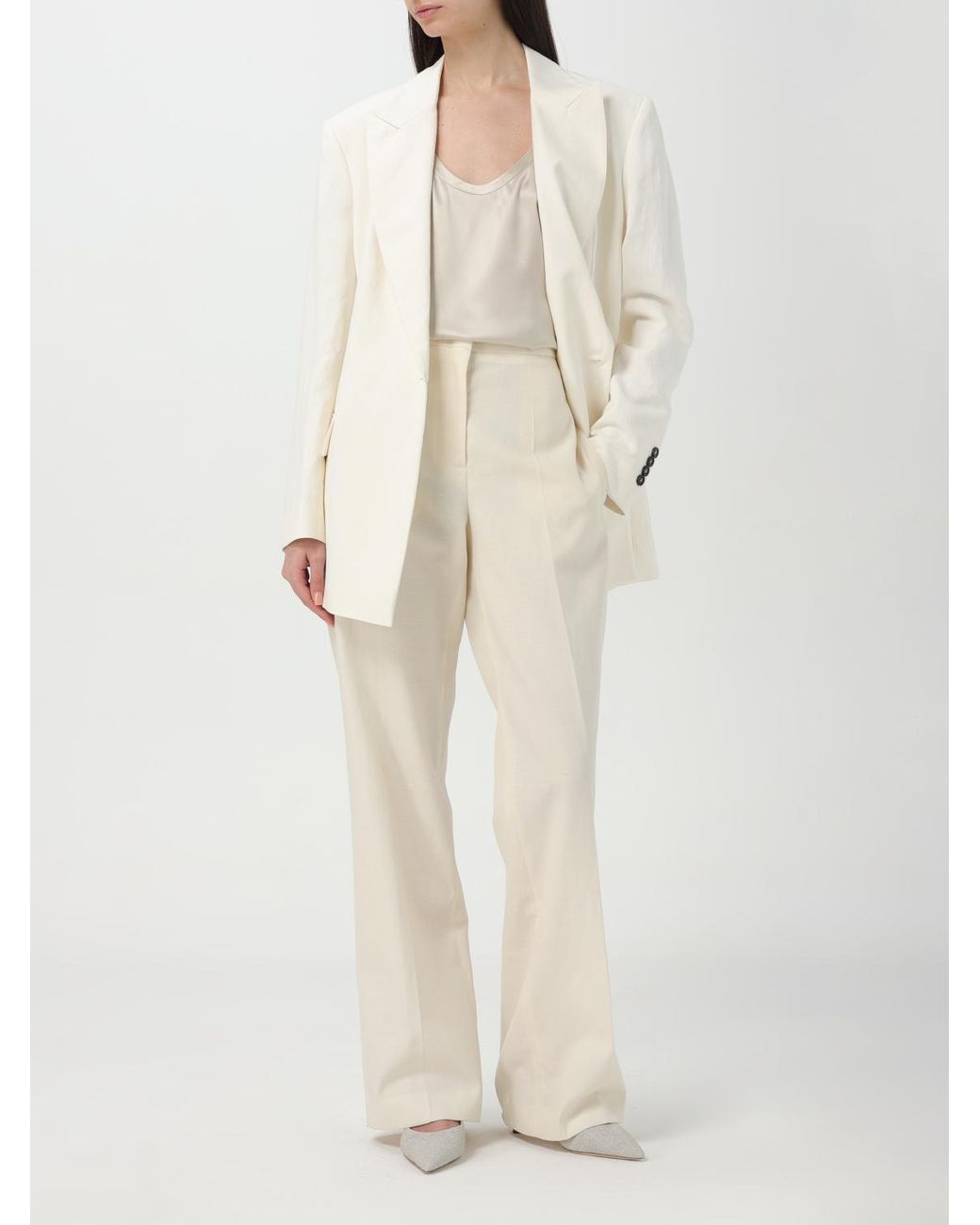 Brunello Cucinelli White Double Breasted Tailored Blazer