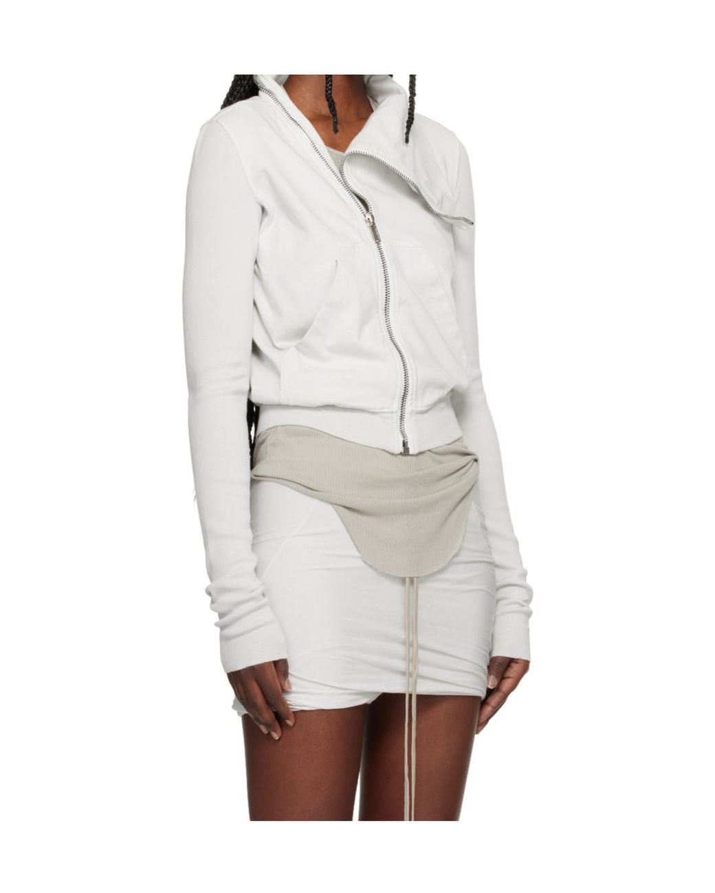 Rick Owens Gray Long Sleeve Zip-Up Pullover
