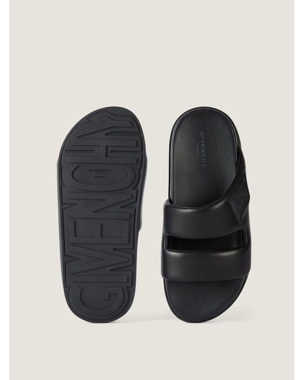 Givenchy Black Puffy Double-Strap Slides for men