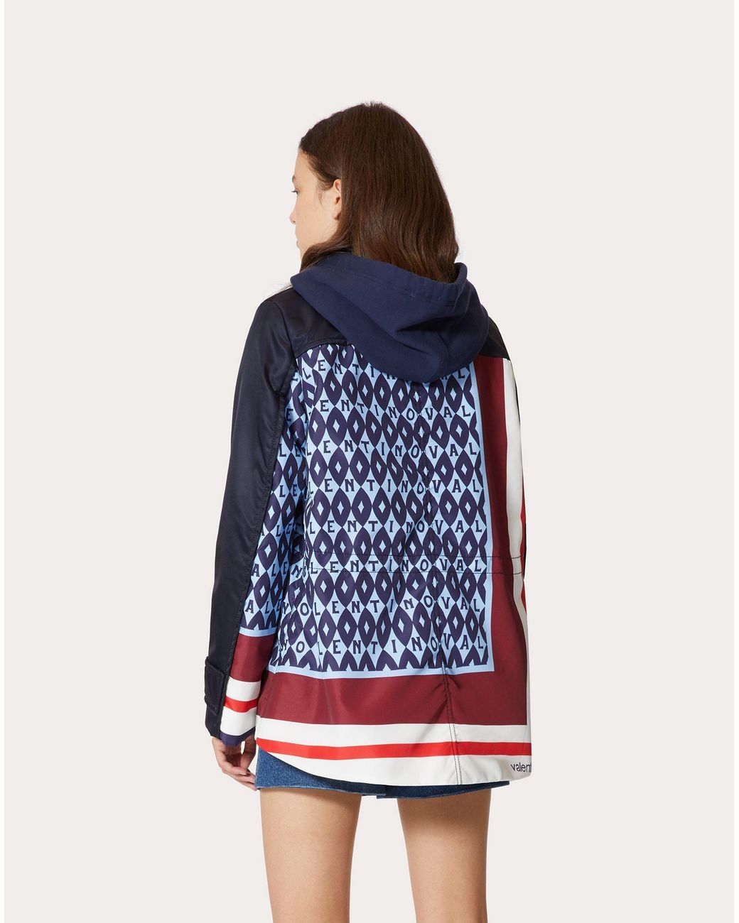 Valentino Blue Foulard Archive Print Peacoat