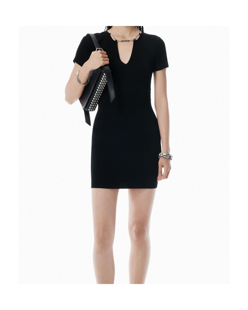 Alexander Wang Black Logo Nameplate Bodycon Minidress