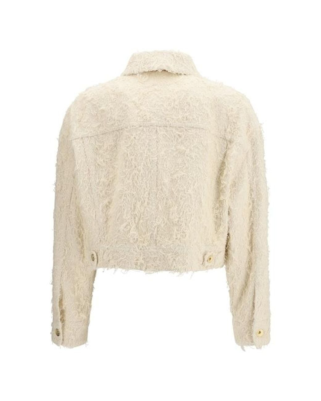 Brunello Cucinelli White Fuzzy Dyed Denim Outerwear Jacket