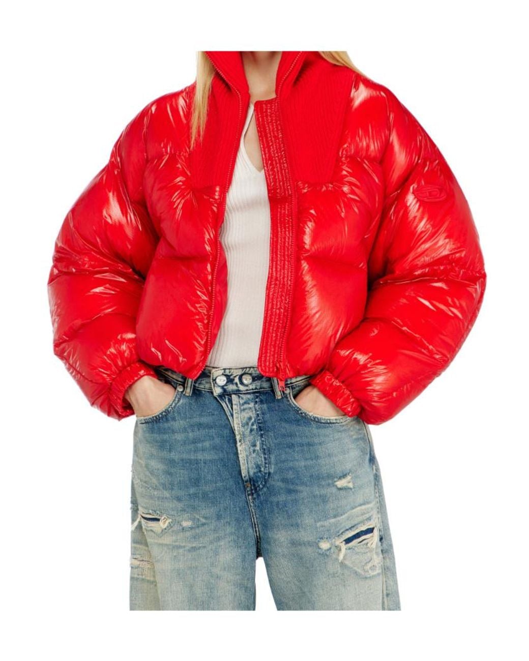 DIESEL Red Warrior Quilted Down Jacket