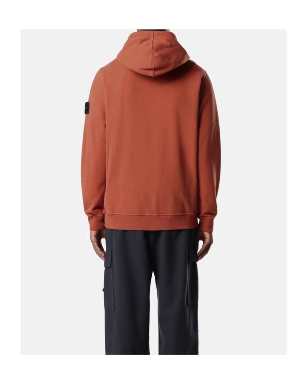 Stone Island Orange Brushed Organic Cotton Hoodie for men