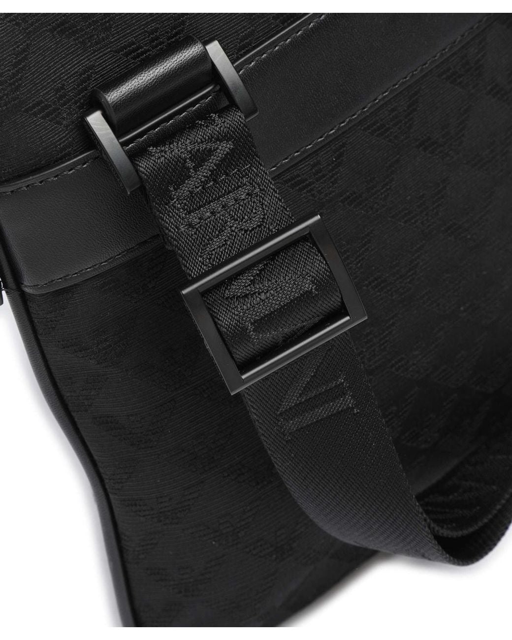 Emporio Armani Black All-Over Jacquard Eagle Flat Shoulder Bag for men