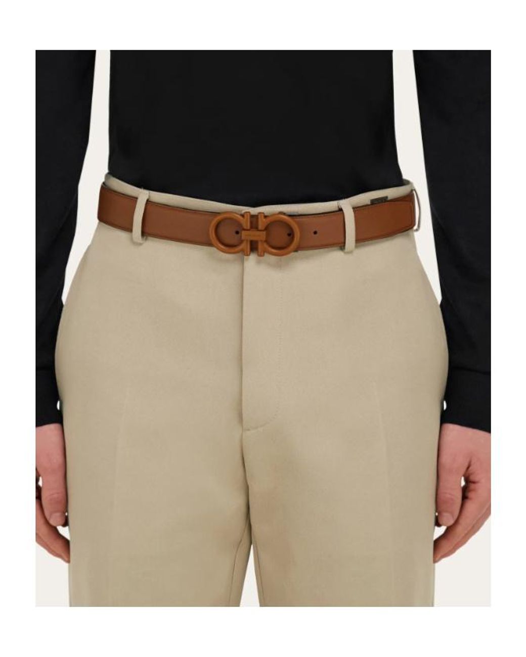 Ferragamo White Double-Sided Belt for men