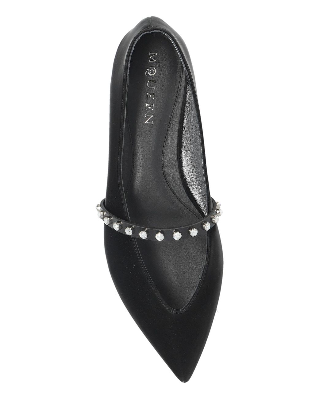 McQueen Black Srud-Embellished Ballerina Flats