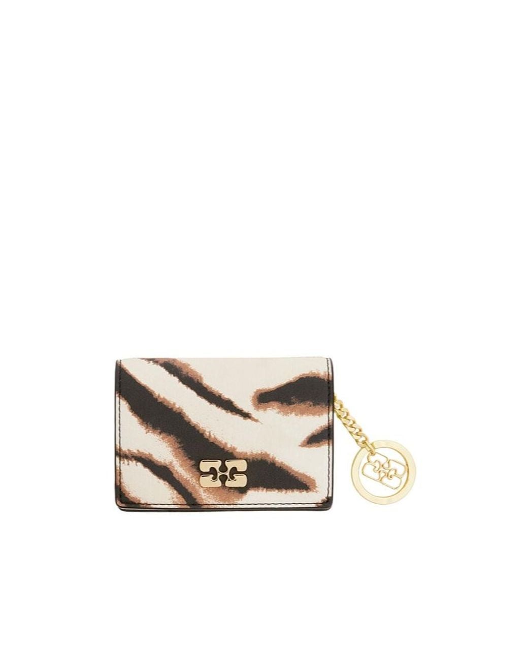 Ganni White Bou Printed Card Holder Wallet