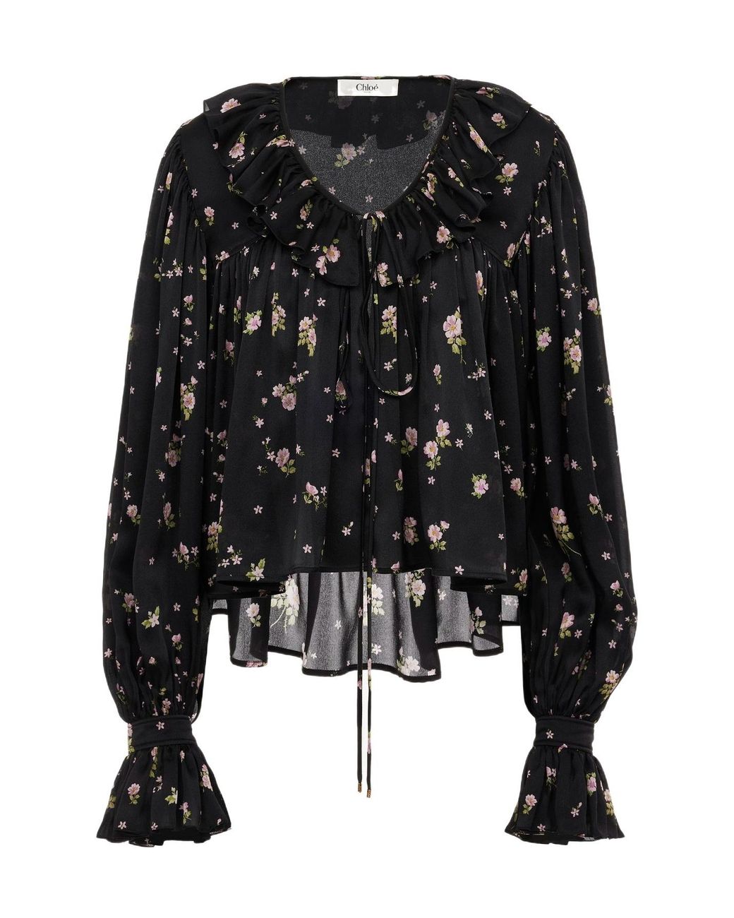 Chloé Black Maxi Top With Ruffles