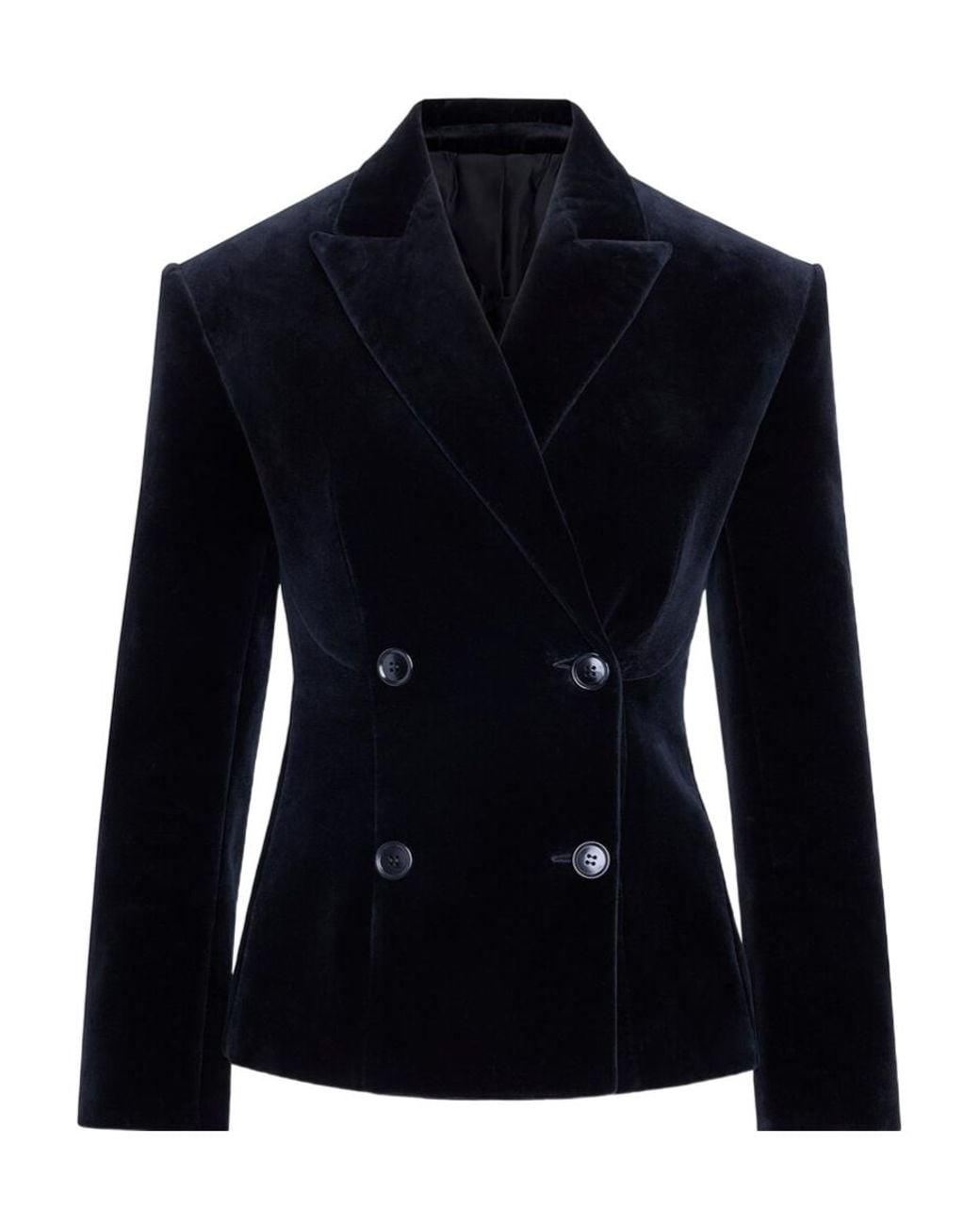 Alaïa Blue Alaïa Double-Breasted Velvet Jacket