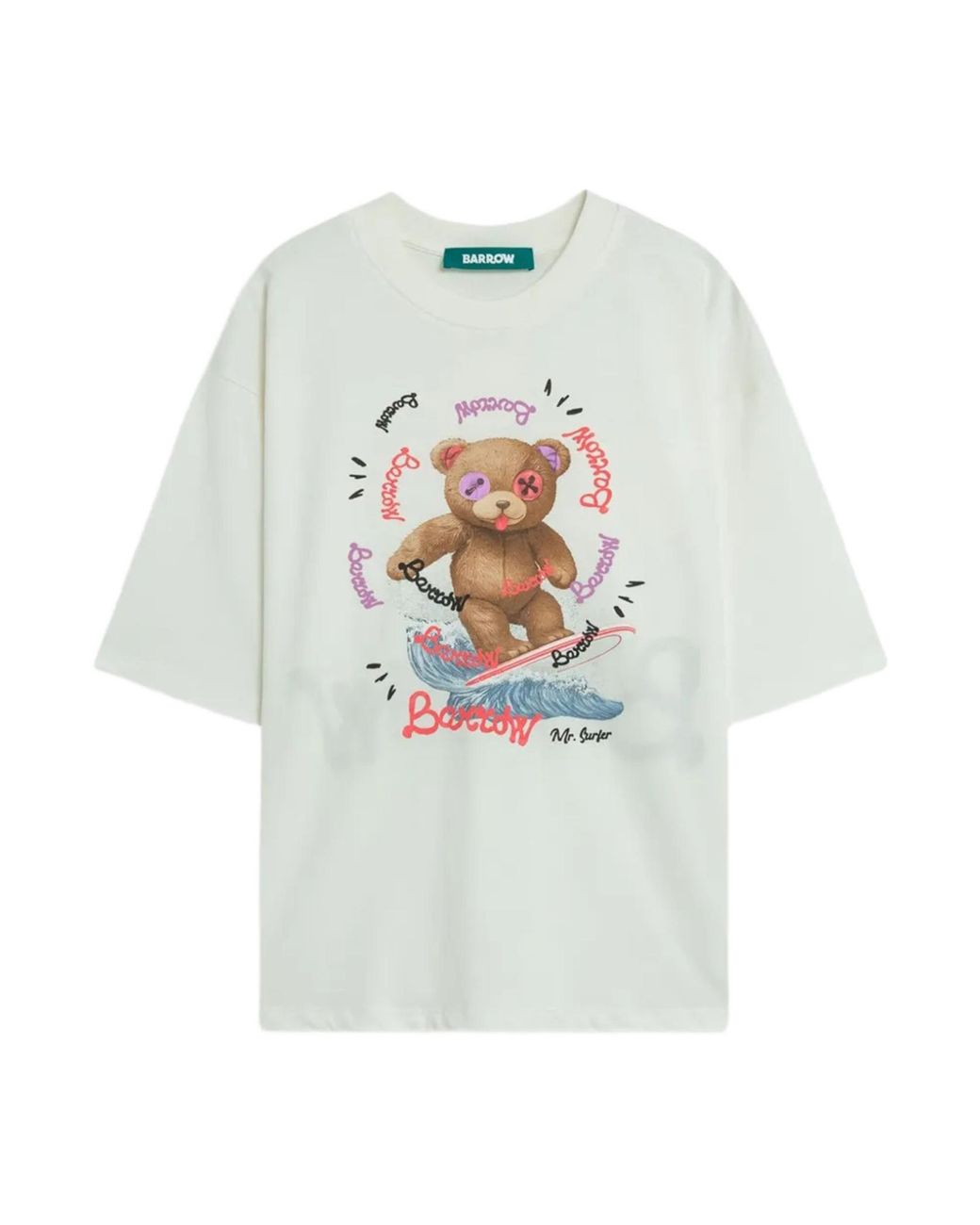 Barrow White Printed Crewneck T-Shirt for men