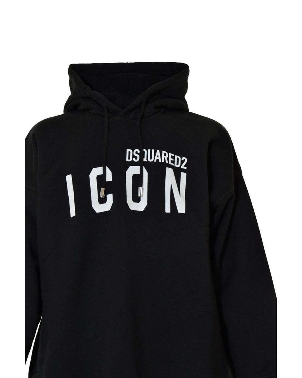 DSquared² Black Logo-Printed Drawstring Hoodie